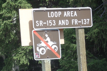 main sign on Beaver Mountain No ATV